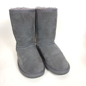Minnetonka Women’s Olympia Boots Gray Suede Sheepskin Wool Lined Winter Size 7